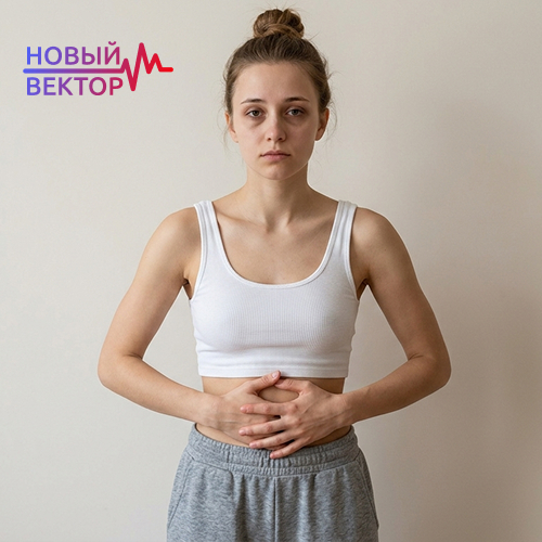 Девушка держится за живот